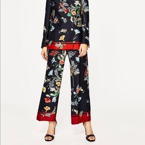 Zara floral satin pants xs